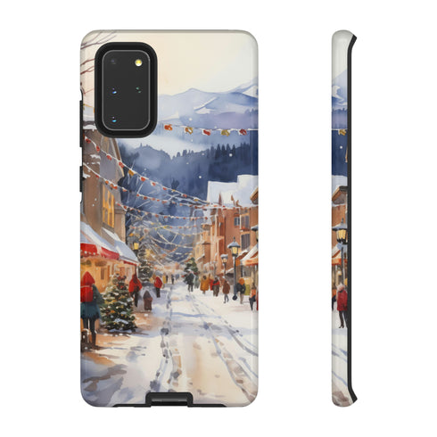 Bustling Victorian Christmas Market - Impact Resistant Phone Case Samsung Galaxy S20+ Glossy